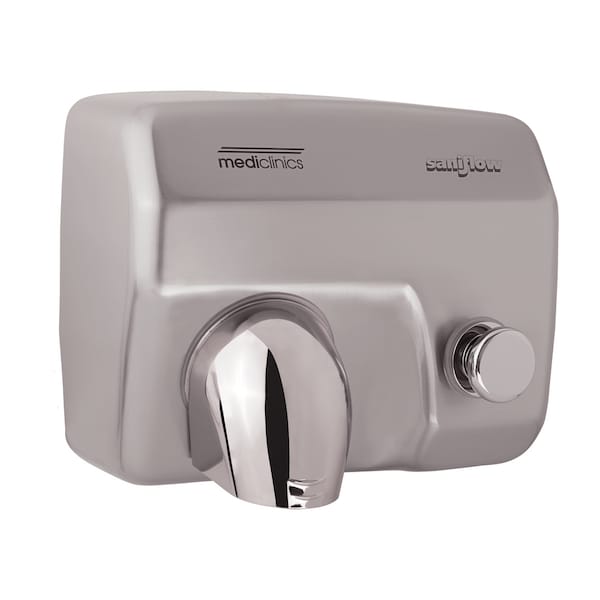 PUSH-BUTTON HAND DRYER - SATIN STAINLESS STEEL